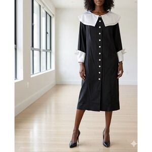 NWT Nubiano Black Statement Collar Cuffs Church Dress 20W Thanksgiving‎ Sparkle